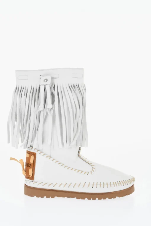 New Stivali Mid FRINGES in Pelle Donna Stivali