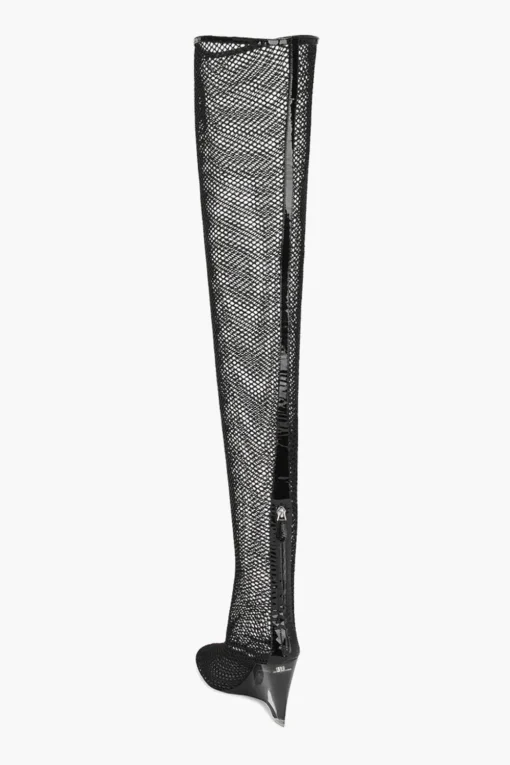 Stivali Sopra al Ginocchio in Mesh con Tacco Wdge in Plexiglass 11cm>Alaia Fashion