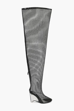 Stivali Sopra al Ginocchio in Mesh con Tacco Wdge in Plexiglass 11cm></noscript>Alaia Fashion