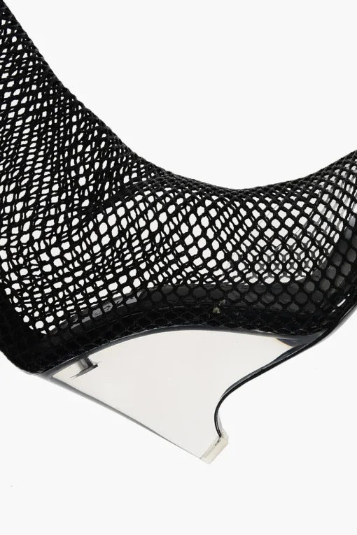 Stivali Sopra al Ginocchio in Mesh con Tacco Wdge in Plexiglass 11cm>Alaia Fashion