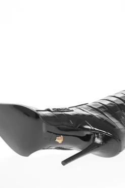 Stivali Sotto al Ginocchio in Pelle Stampata Coccodrillo 11cm></noscript>Versace Discount