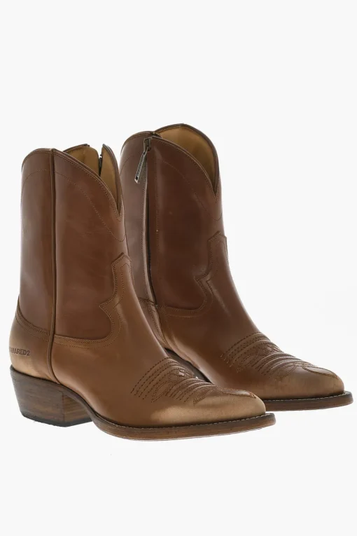 Clearance Stivali Texani VINTAGE In Pelle Uomo Stivali