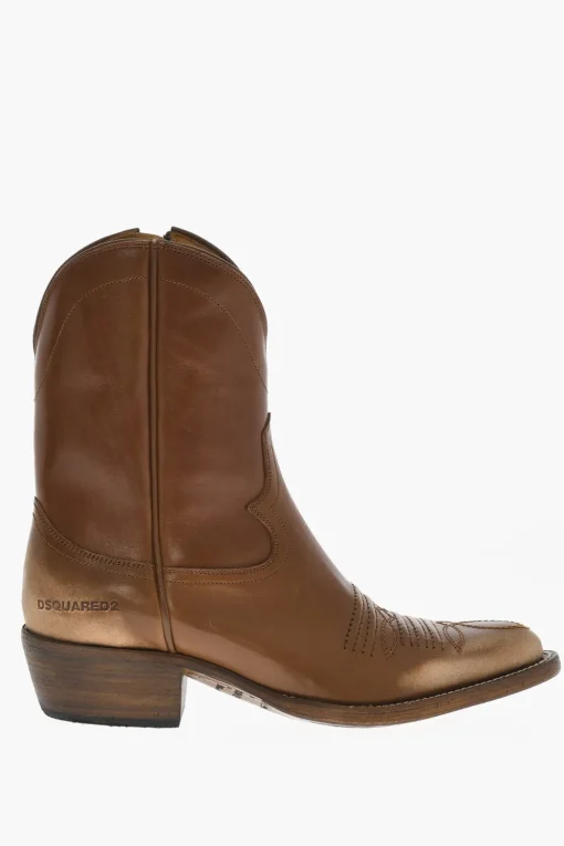 Clearance Stivali Texani VINTAGE In Pelle Uomo Stivali