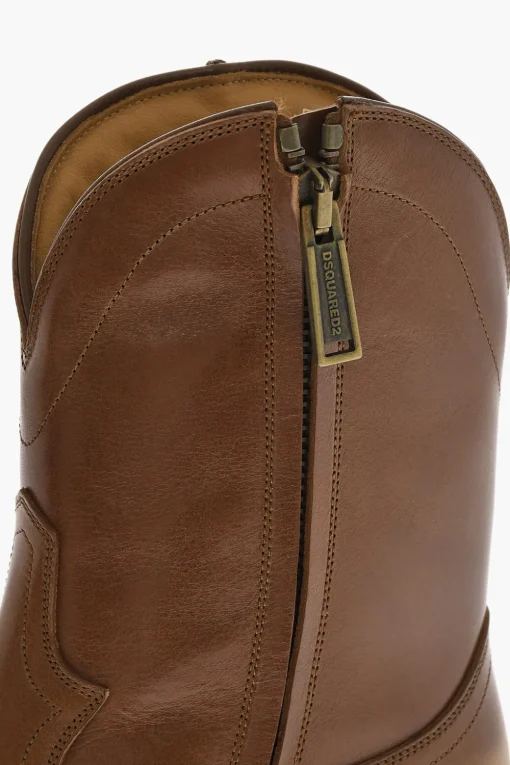 Clearance Stivali Texani VINTAGE In Pelle Uomo Stivali