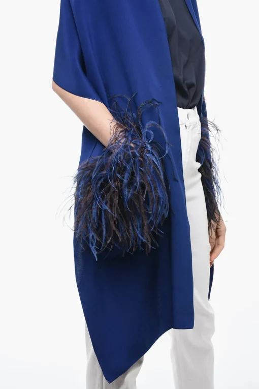 Best Stola in Seta con Dettaglio Piumato Donna Sciarpe E Foulard
