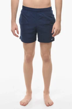 Online SWIM Costume da Bagno Boxer in Tinta Unita con Logo Ricamato Uomo Costumi Da Bagno