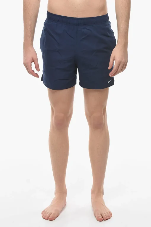 Online SWIM Costume da Bagno Boxer in Tinta Unita con Logo Ricamato Uomo Costumi Da Bagno