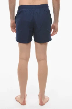 Online SWIM Costume da Bagno Boxer in Tinta Unita con Logo Ricamato Uomo Costumi Da Bagno