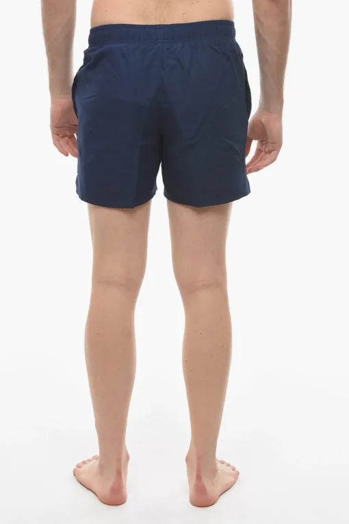Online SWIM Costume da Bagno Boxer in Tinta Unita con Logo Ricamato Uomo Costumi Da Bagno