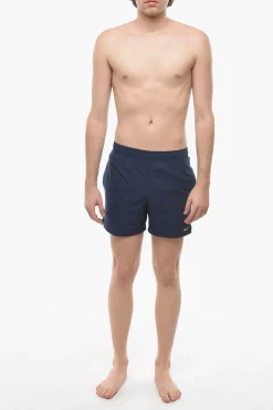 Online SWIM Costume da Bagno Boxer in Tinta Unita con Logo Ricamato Uomo Costumi Da Bagno
