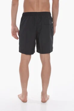 Clearance SWIM Costume da Bagno Boxer in Tinta Unita con Tasche Traforate Uomo Costumi Da Bagno