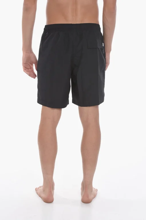 Clearance SWIM Costume da Bagno Boxer in Tinta Unita con Tasche Traforate Uomo Costumi Da Bagno