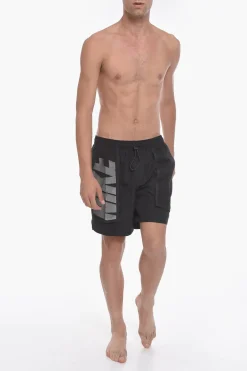 Clearance SWIM Costume da Bagno Boxer in Tinta Unita con Tasche Traforate Uomo Costumi Da Bagno