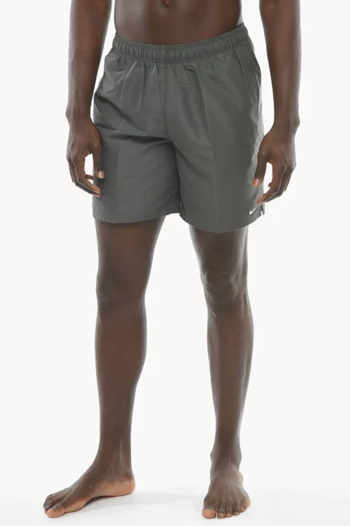 SWIM Costume da Bagno Boxer in Tinta Unita con Logo Ricamato>Nike Fashion