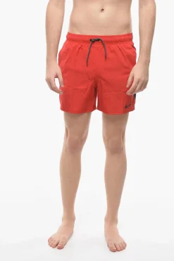 Clearance SWIM Costume da Bagno Boxer in Tinta Unita con Logo Ricamato Uomo Costumi Da Bagno