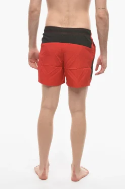 Clearance SWIM Costume da Bagno Boxer in Tinta Unita con Logo Ricamato Uomo Costumi Da Bagno