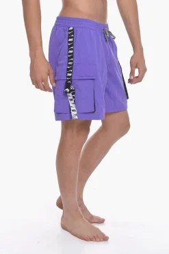 SWIM Costume da Bagno Boxer in Tinta Unita con Banda Laterale Logata>Nike Hot