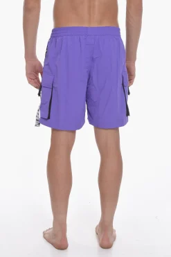 SWIM Costume da Bagno Boxer in Tinta Unita con Banda Laterale Logata>Nike Hot