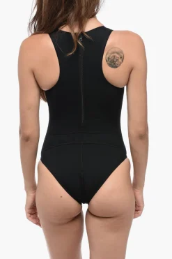 Online SWIM Costume Intero in Tinta Unita con Chiusura Zip Donna Costumi Da Bagno