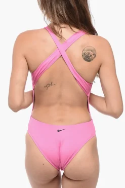 Discount SWIM Costume Intero in Tinta Unita con Spalline Incrociate Donna Costumi Da Bagno