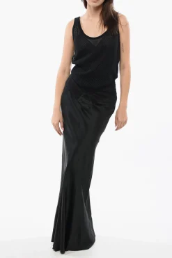 Discount Tank Dress in Rete LACE NET con Gonna in Satin Donna Vestiti