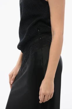 Discount Tank Dress in Rete LACE NET con Gonna in Satin Donna Vestiti