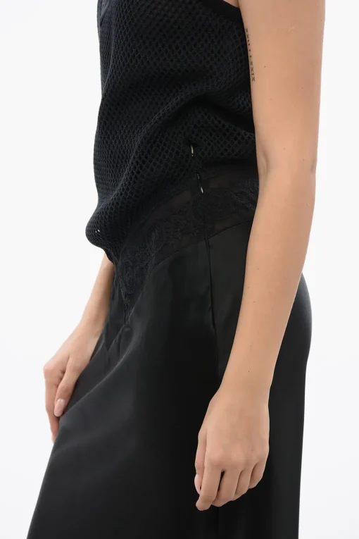 Discount Tank Dress in Rete LACE NET con Gonna in Satin Donna Vestiti