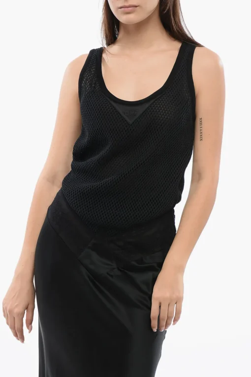 Discount Tank Dress in Rete LACE NET con Gonna in Satin Donna Vestiti