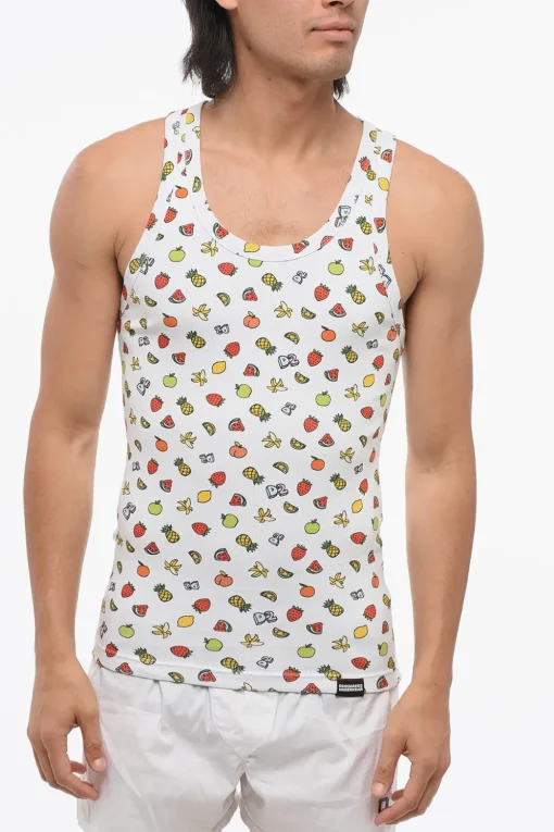 Tank Top FRUITY in Misto Cotone a Costine>Dsquared2 Discount
