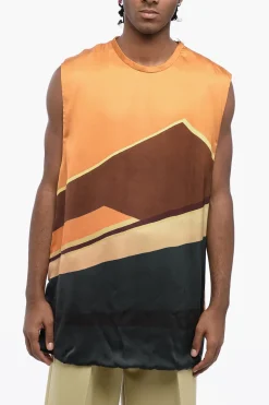 Clearance Tank Top GAS STATION in Viscosa Stampata Uomo T-Shirt