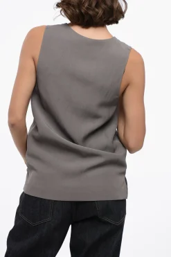 Clearance Tank Top Girocollo in Misto Lino Donna T-Shirts E Tops