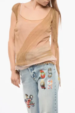 Tank Top in Chiffon Drappeggiato>Dsquared2 Hot