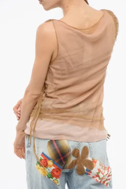 Tank Top in Chiffon Drappeggiato>Dsquared2 Hot