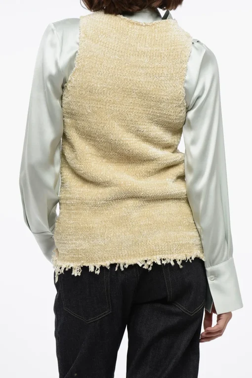 Tank Top in Ciniglia di Seta con Fondo Sfrangiato>Jil Sander Sale