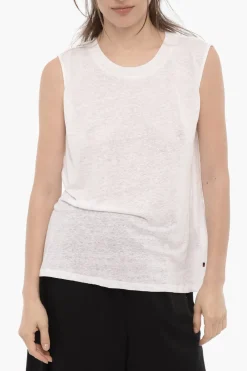 Outlet Tank Top in Doppio Tessuto Girocollo Donna T-Shirts E Tops