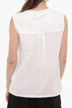 Outlet Tank Top in Doppio Tessuto Girocollo Donna T-Shirts E Tops