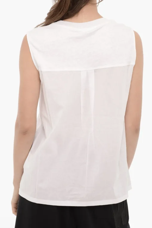 Outlet Tank Top in Doppio Tessuto Girocollo Donna T-Shirts E Tops