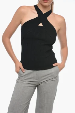 Fashion Tank Top in Maglia a Costine Donna T-Shirts E Tops