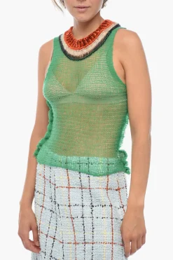 Tank Top in Misto Cashmere con Dettaglio Corduroy>Marni Online