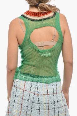 Tank Top in Misto Cashmere con Dettaglio Corduroy>Marni Online
