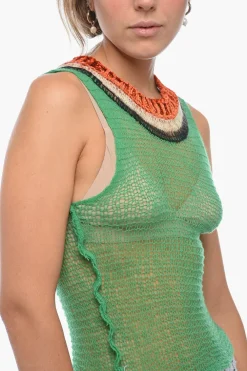 Tank Top in Misto Cashmere con Dettaglio Corduroy></noscript>Marni Online
