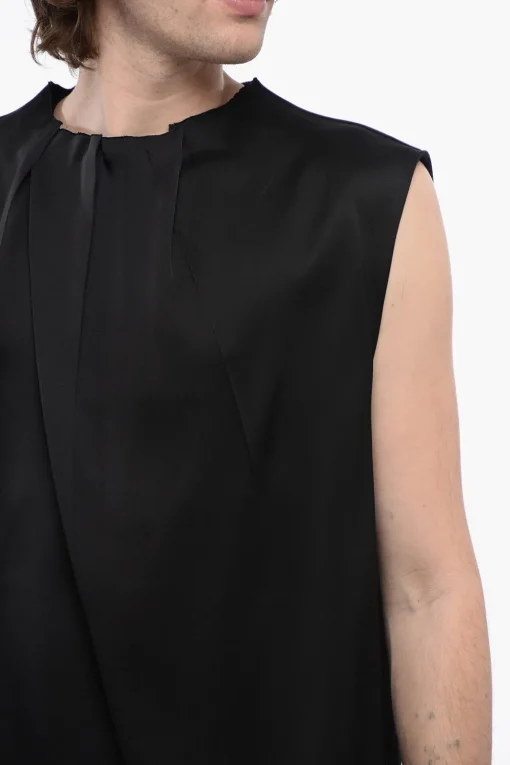 Tank Top in Misto Seta con Collo Drappeggiato>Jil Sander Outlet