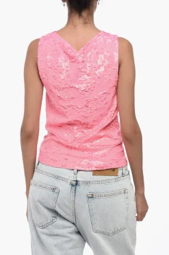 Outlet Tank Top in Paillettes Donna T-Shirts E Tops