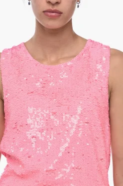 Outlet Tank Top in Paillettes Donna T-Shirts E Tops