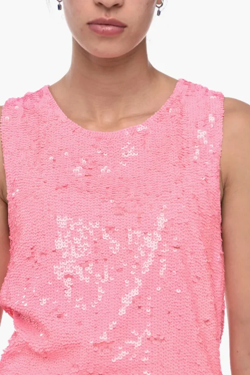 Outlet Tank Top in Paillettes Donna T-Shirts E Tops