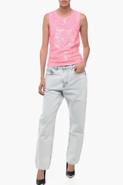 Outlet Tank Top in Paillettes Donna T-Shirts E Tops