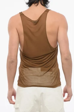 Tank Top in Sheer di Viscosa con Scollatura Ampia>Saint Laurent Sale