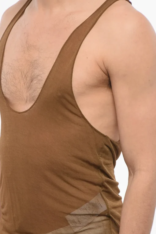 Tank Top in Sheer di Viscosa con Scollatura Ampia>Saint Laurent Sale