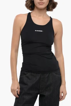 Hot Tank Top in Tessuto Tecnico con Logo Stampato Donna T-Shirts E Tops