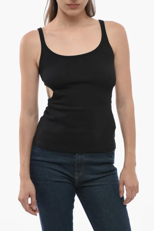 Tank Top METEOR in Cotone Stretch a Coste>Off-White Sale